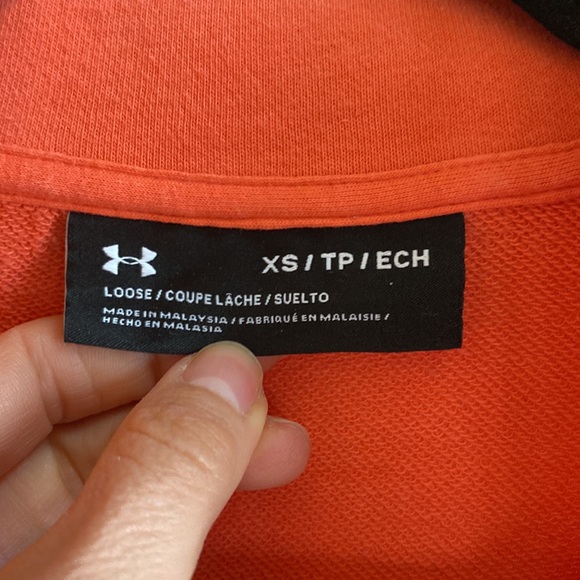 Under Armour 🔥 Coral 3/4 Zip Up Pullover Sweatshirt Sz XS - Picture 7 of 8